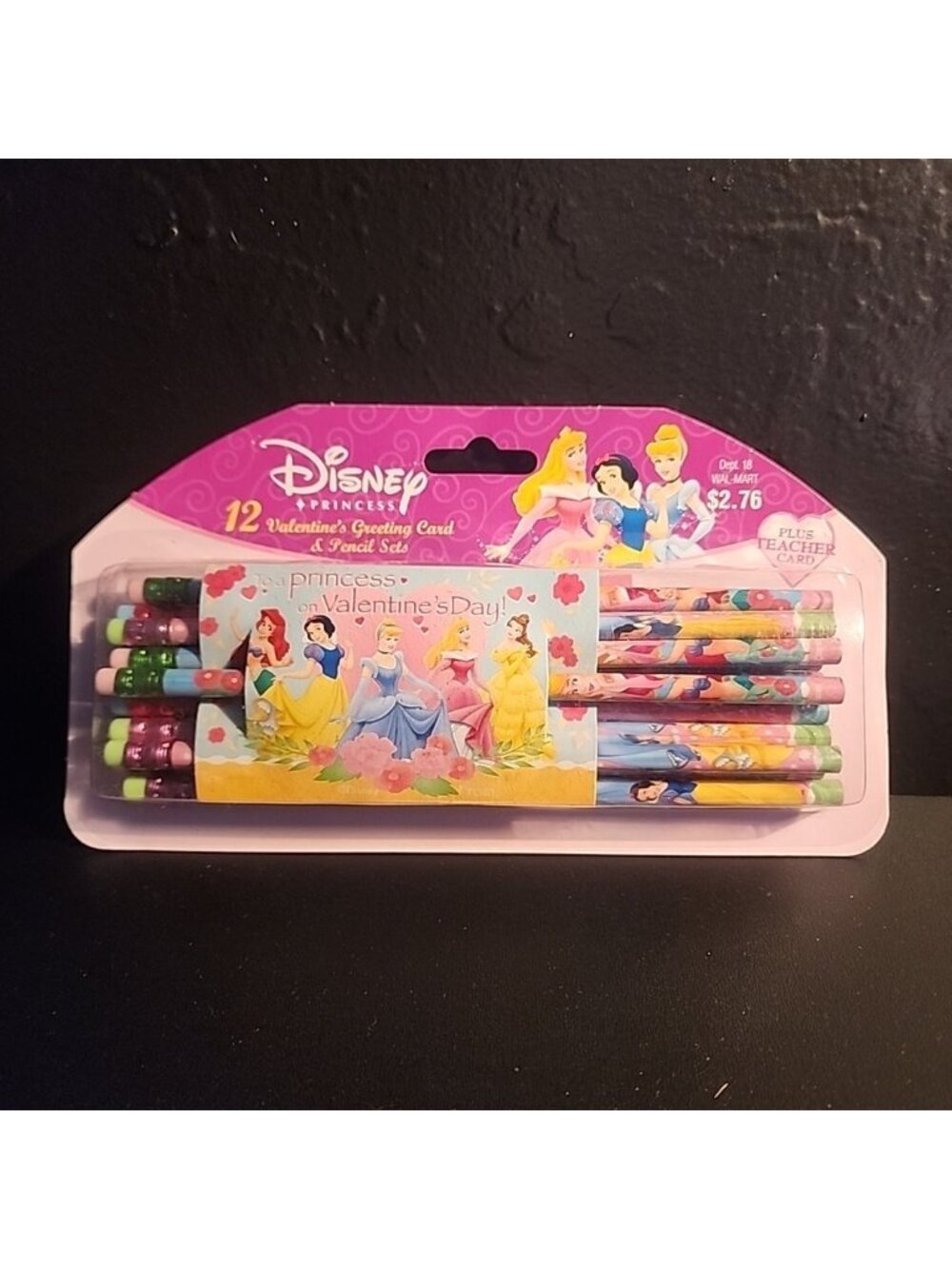 2007 Vintage Disney Princess 12 Pc Pencil Set Valentines Cards  New In Pkg NOS